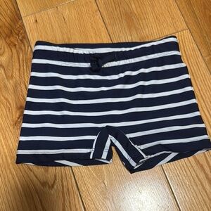 Navy and White Striped Swim Shorts